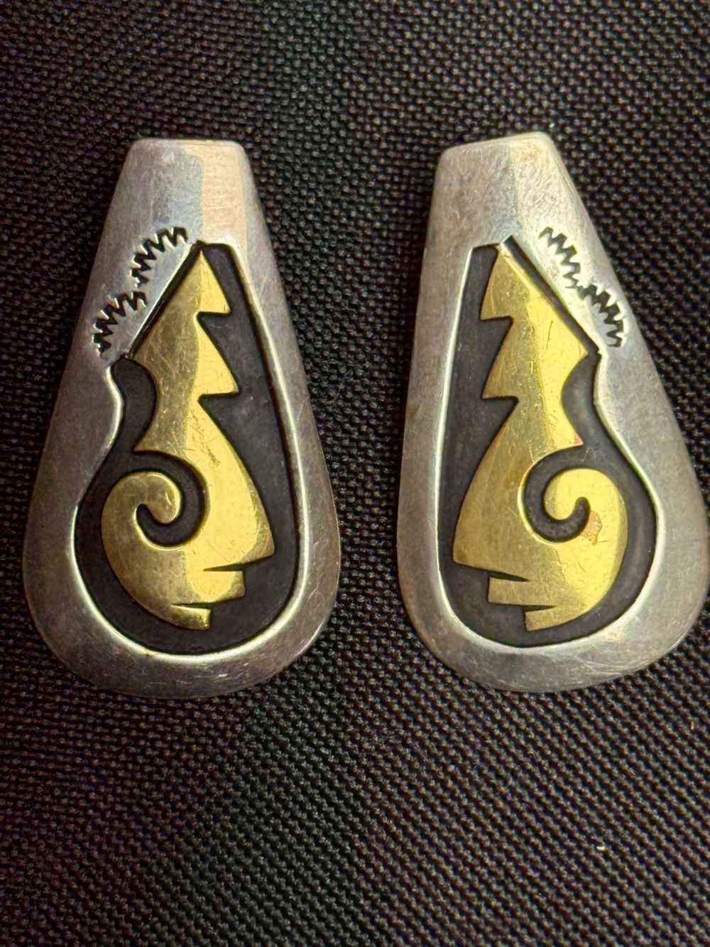 Vintage Tommy Singer Silver With Gold Overlay Teardrop Earrings
